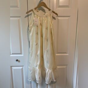 Gauze tulip cream midi dress